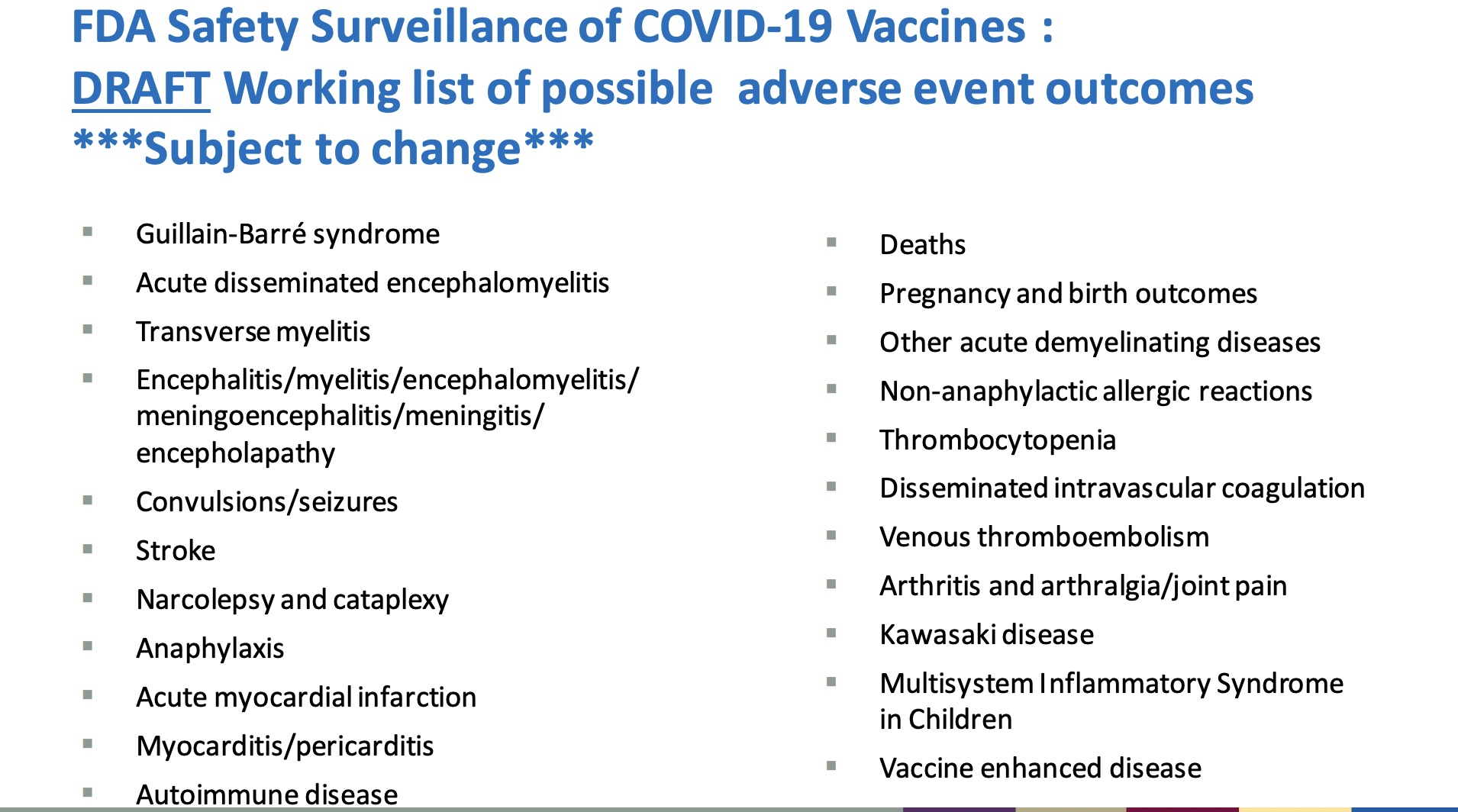 Possible Covid19 Vaccine Side Effects according to the FDA